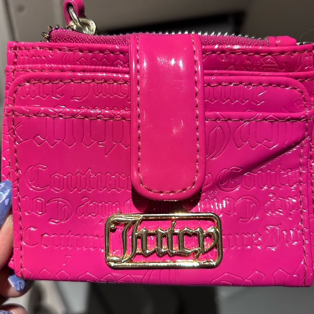Juicy Couture Women Hot Pink Card Case Wallet 5” x 4”